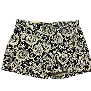 NWT Gap Khakis The Girlfriend 4 Inch Inseam Floral Navy Blue/White Shorts Size 8